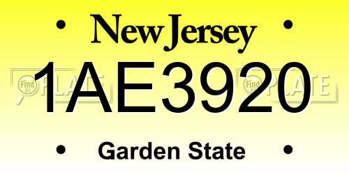 1AE3920 New Jersey License Plate
