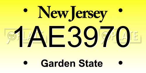 1AE3970 New Jersey License Plate