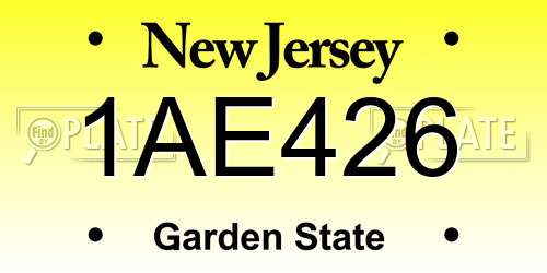 1AE426 New Jersey License Plate