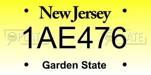 1AE476 New Jersey License Plate