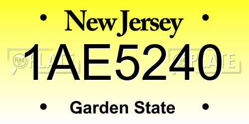1AE5240 New Jersey License Plate