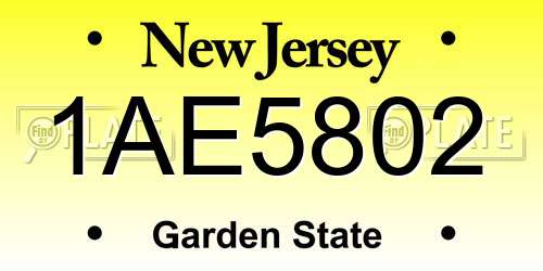 1AE5802 New Jersey License Plate