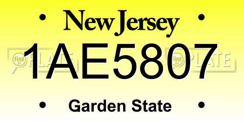 1AE5807 New Jersey License Plate