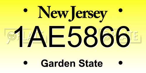 1AE5866 New Jersey License Plate