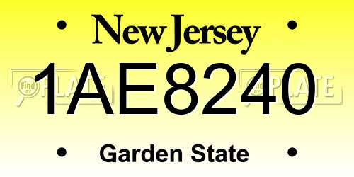 1AE8240 New Jersey License Plate
