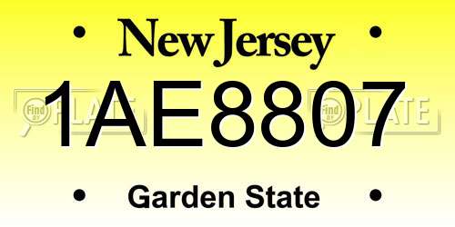 1AE8807 New Jersey License Plate