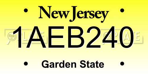 1AEB240 New Jersey License Plate