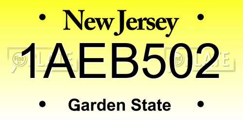 1AEB502 New Jersey License Plate