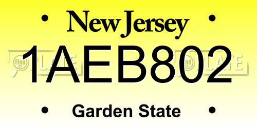 1AEB802 New Jersey License Plate
