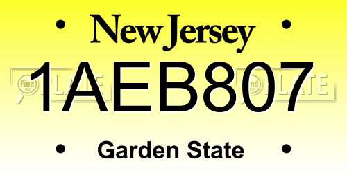 1AEB807 New Jersey License Plate