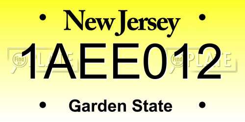 1AEE012 New Jersey License Plate
