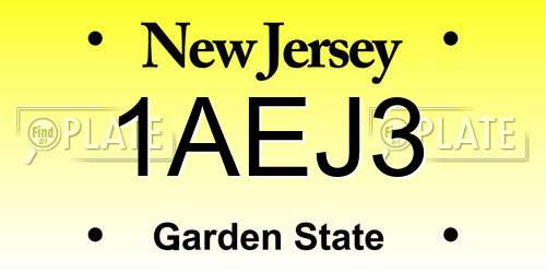 1AEJ3 New Jersey License Plate