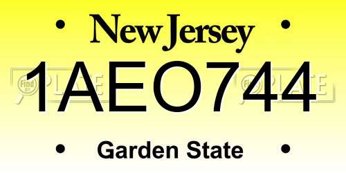 1AEO744 New Jersey License Plate