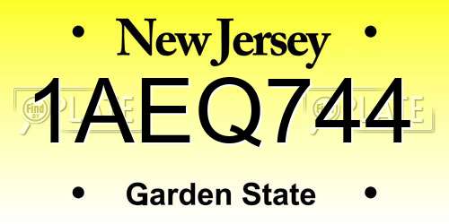 1AEQ744 New Jersey License Plate
