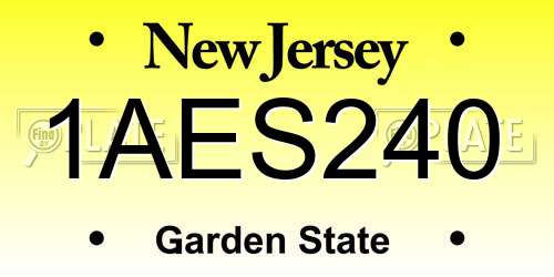 1AES240 New Jersey License Plate