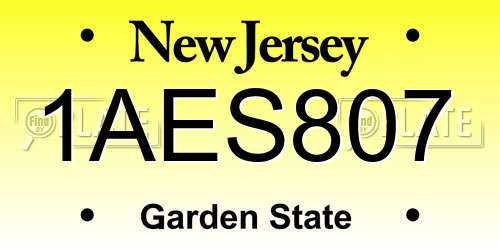1AES807 New Jersey License Plate