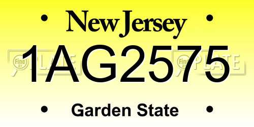1AG2575 New Jersey License Plate