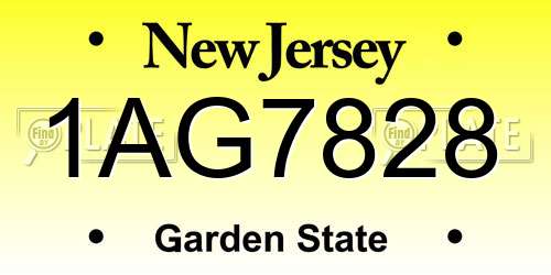 1AG7828 New Jersey License Plate