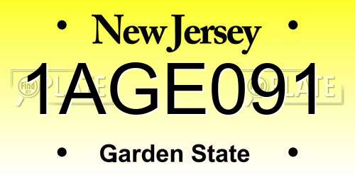 1AGE091 New Jersey License Plate