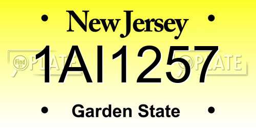 1AI1257 New Jersey License Plate
