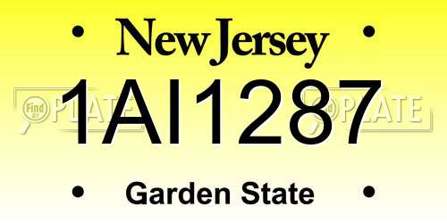 1AI1287 New Jersey License Plate