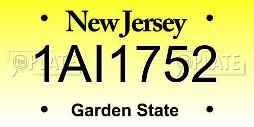 1AI1752 New Jersey License Plate