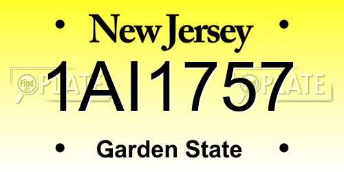 1AI1757 New Jersey License Plate