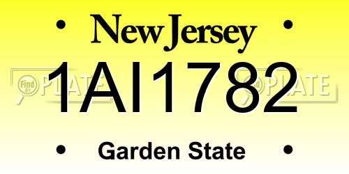 1AI1782 New Jersey License Plate