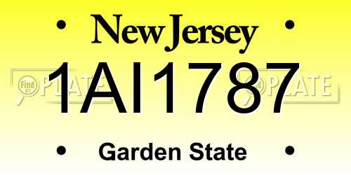1AI1787 New Jersey License Plate