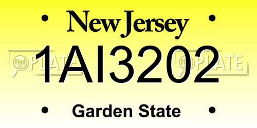 1AI3202 New Jersey License Plate