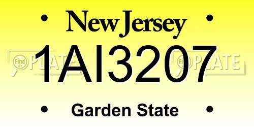 1AI3207 New Jersey License Plate