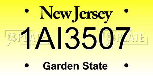 1AI3507 New Jersey License Plate
