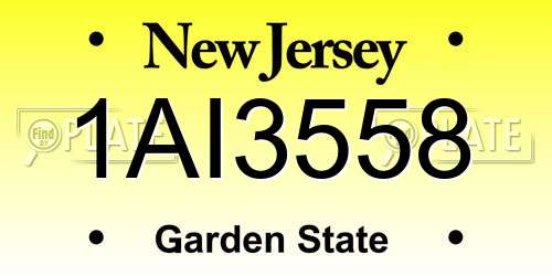 1AI3558 New Jersey License Plate