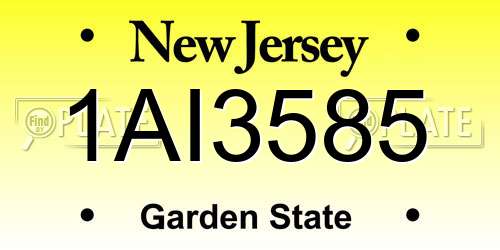 1AI3585 New Jersey License Plate