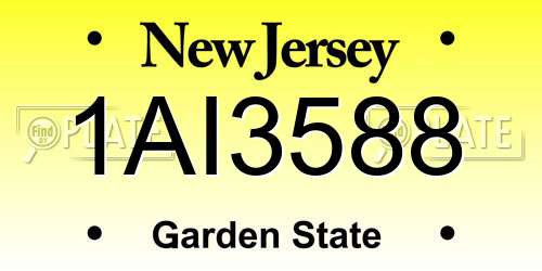 1AI3588 New Jersey License Plate