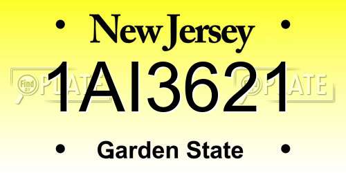 1AI3621 New Jersey License Plate