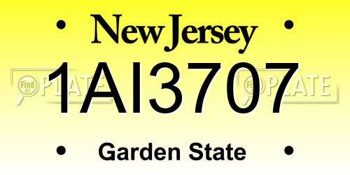 1AI3707 New Jersey License Plate