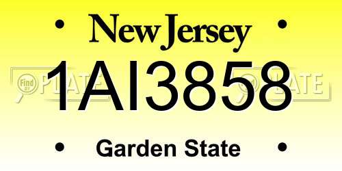 1AI3858 New Jersey License Plate