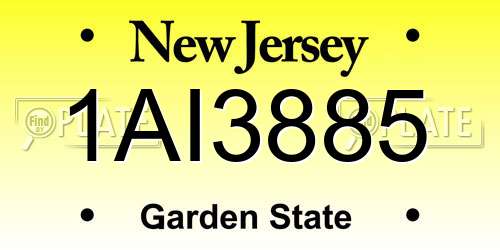 1AI3885 New Jersey License Plate