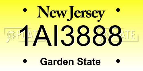 1AI3888 New Jersey License Plate