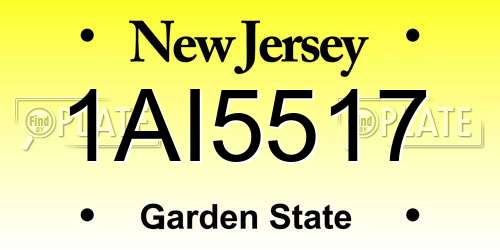 1AI5517 New Jersey License Plate