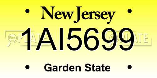 1AI5699 New Jersey License Plate