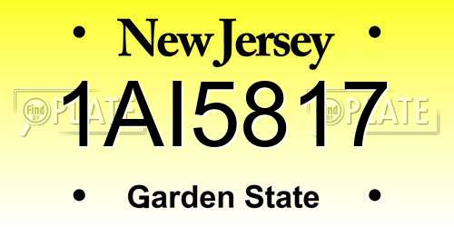 1AI5817 New Jersey License Plate