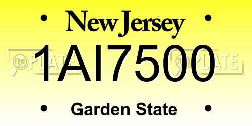 1AI7500 New Jersey License Plate