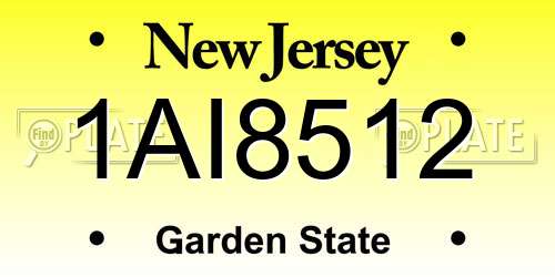 1AI8512 New Jersey License Plate