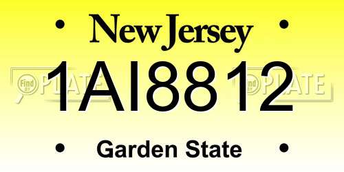 1AI8812 New Jersey License Plate