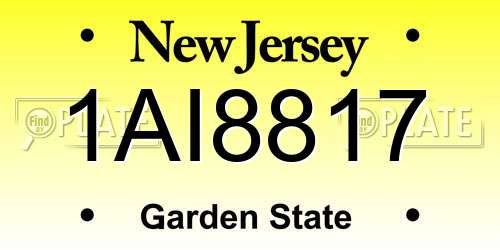 1AI8817 New Jersey License Plate