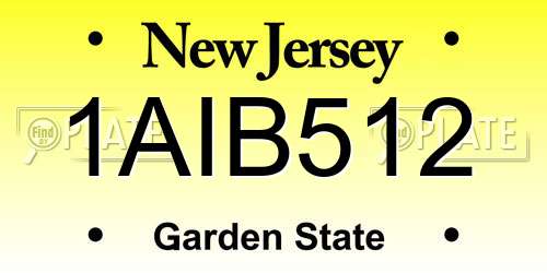 1AIB512 New Jersey License Plate