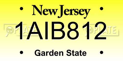 1AIB812 New Jersey License Plate