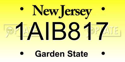 1AIB817 New Jersey License Plate